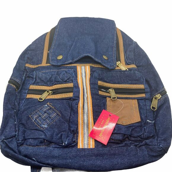 Depeche Mode Backpack Tote Denim Blue Zipper Shoulder Strap Travel Retro New - Picture 4 of 11